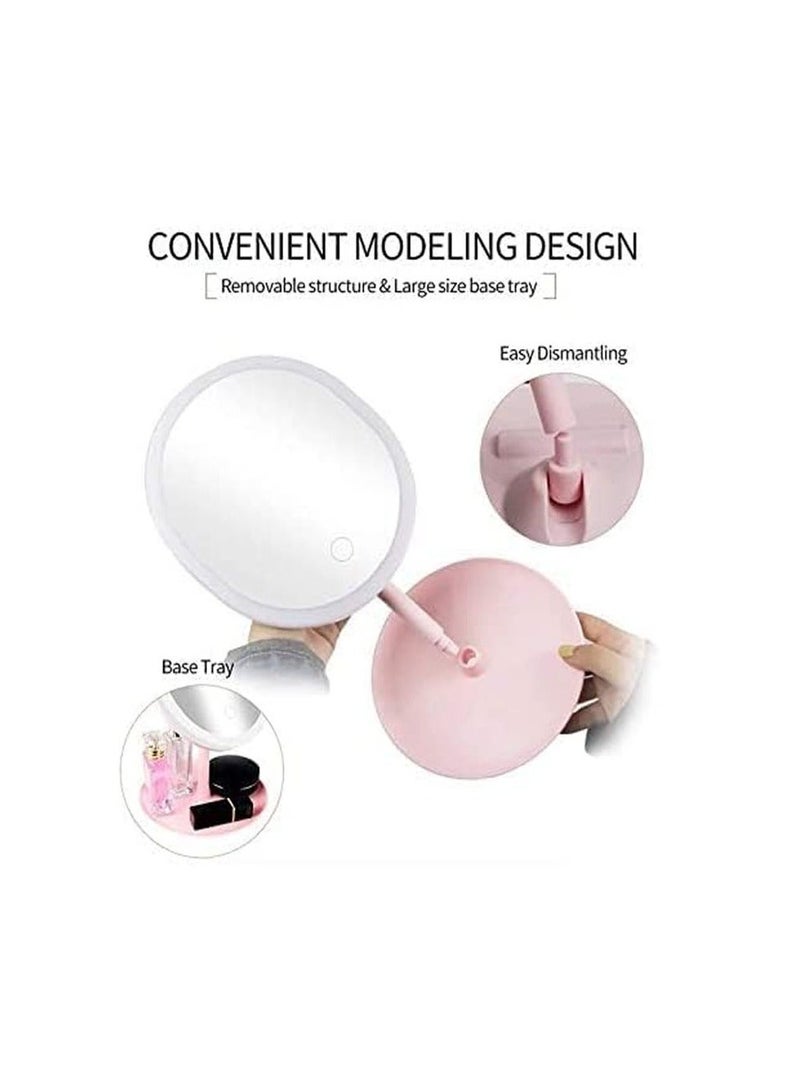 Cool Baby Lighted Vanity Mirror with Touch Screen, LED Brightness Adjustable, White 90 degree rotation (Pink) - Image 3